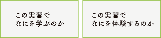 この実習でなにを学ぶのか/この実習でなにを体験するのか